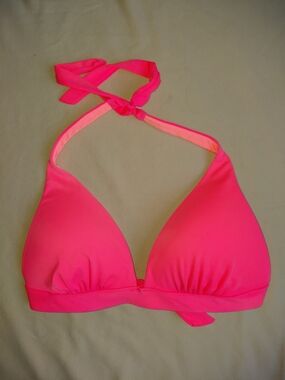 Victoria's Secret Neon Pink Halter Bikini Top Large
